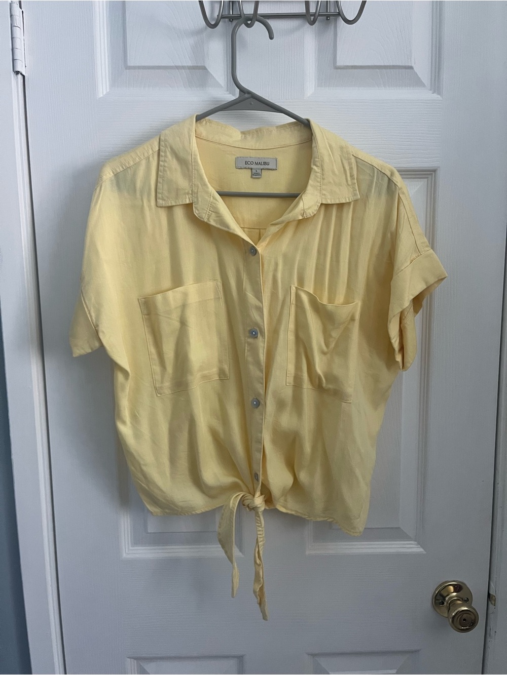 Eco Malibu Yellow Tie-Front Short Sleeve Shirt